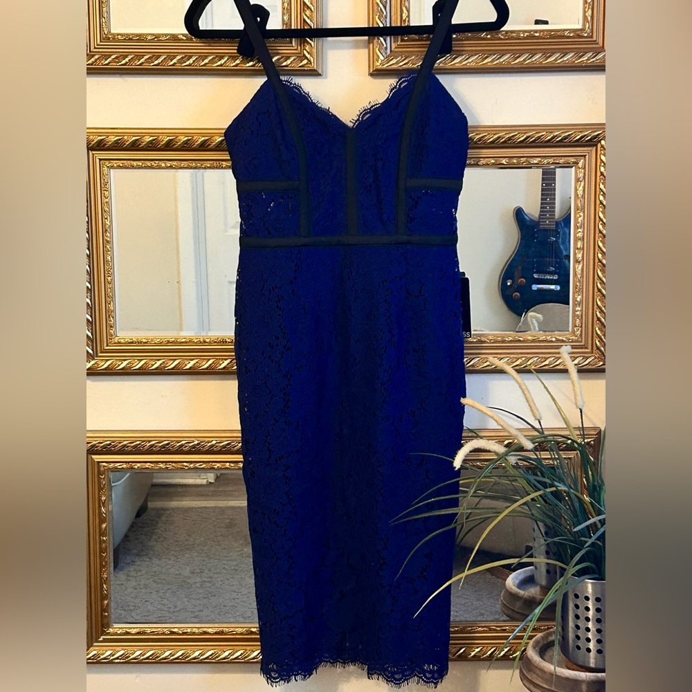 Express blue/black lace dress